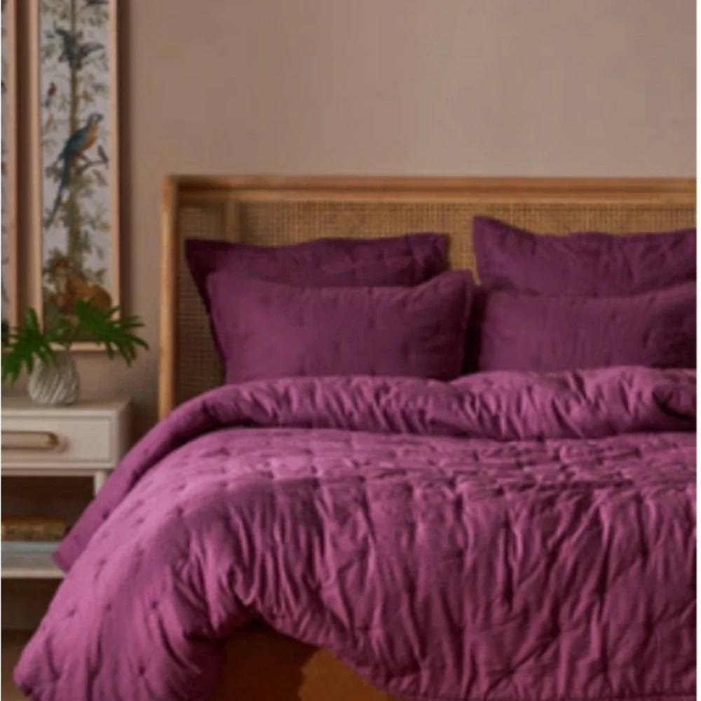 Anthropologie Quilted Comforter Set in Plum